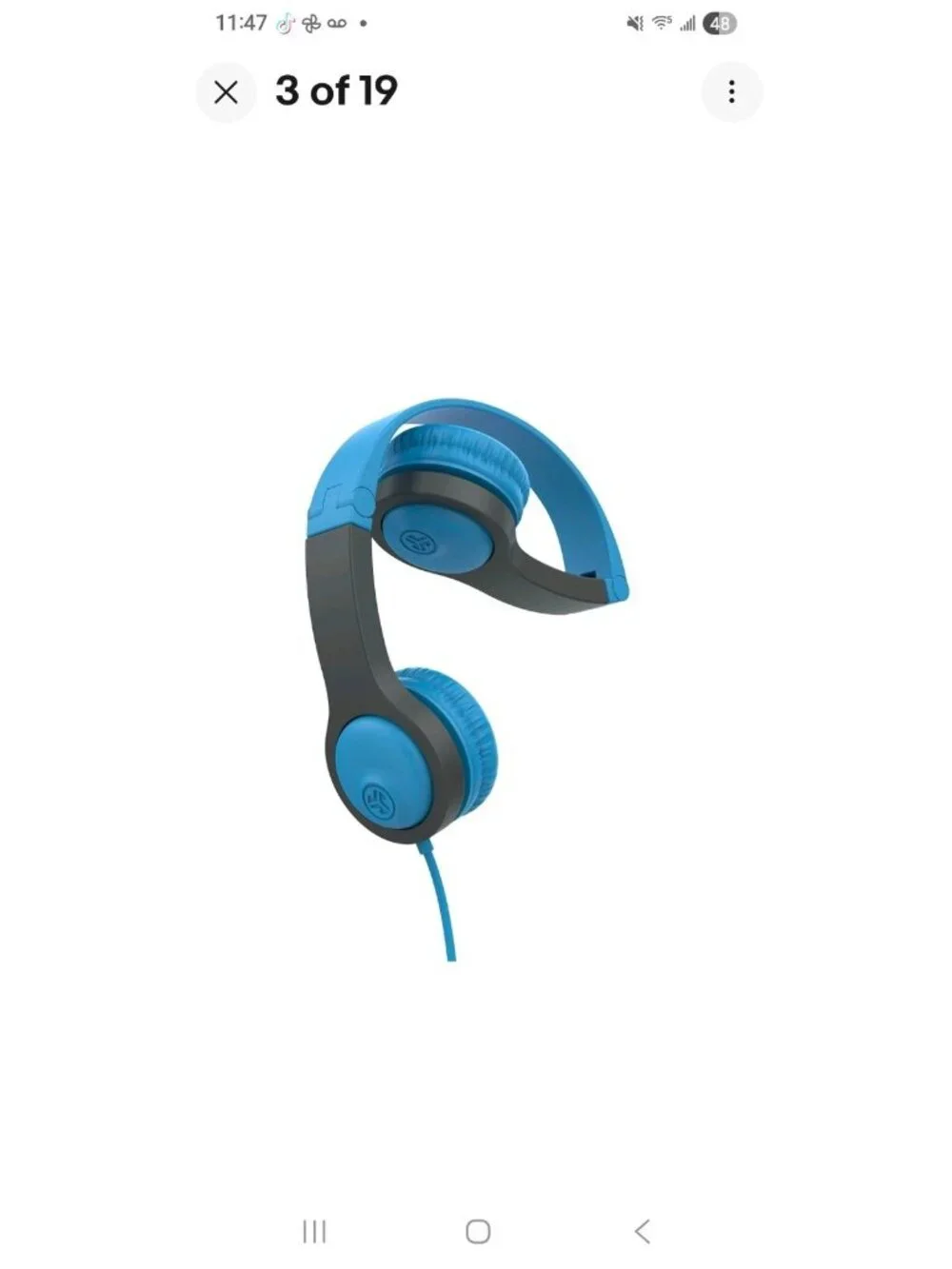 JLab JBuddies Folding Gen 2 Kids Headphones Wired Volume Limiter Ages 2+ Blue